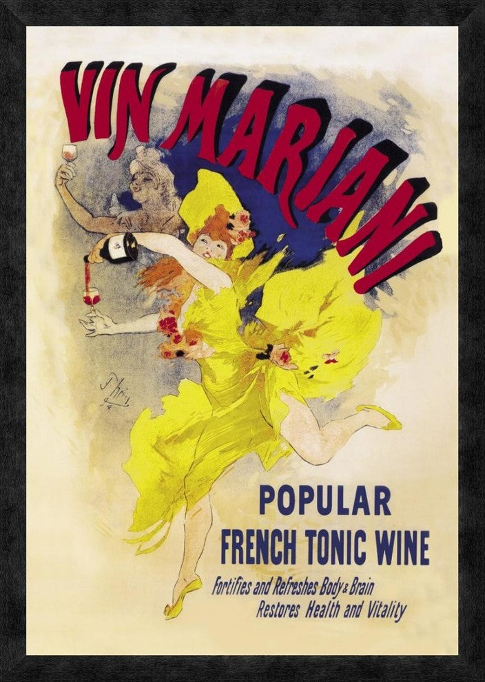 "Vin Mariani, 1894" Framed Canvas Giclee by Jules Cheret, 22"x32"
