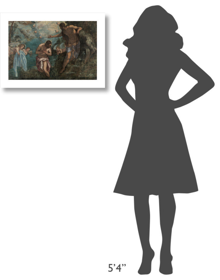 "Baptism of Christ, 1580s" Digital Paper Print by Tintoretto, 24"x17"