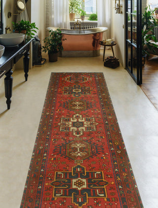 Fine Vintage Distressed Keila Red/Brown Runner, 3'1 x 12'8
