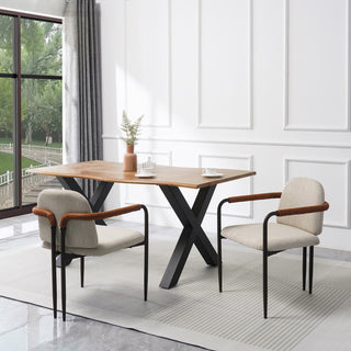 GDF Studio Modern Dining Chair With Iron Frame, Set of 2, Espresso/Beige