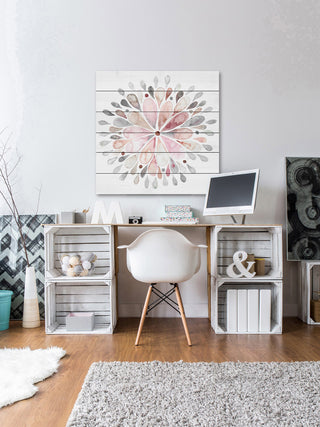 Fading Flower Print on Wood, 61x61 cm