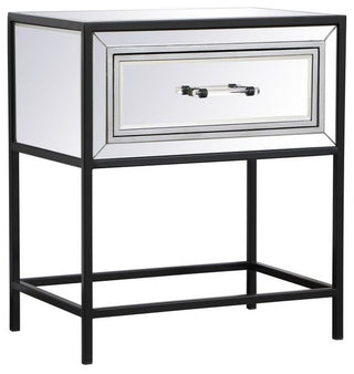 Bailee 21" Mirrored 1-Drawer End Table, Black