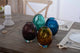 Diamond Solid Color Hand Blown Art Glass Vase, Gift Box, Turquoise
