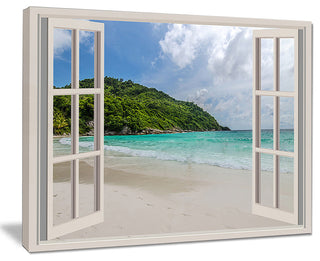 "Open Window To Calm Seashore" Seashore Canvas Art, 40"x30"