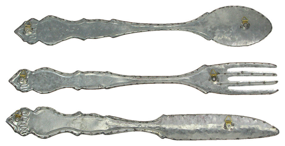 Giant Galvanized Metal Fork Spoon Knife Farmhouse Decor Kitchen Wall Hanging Se