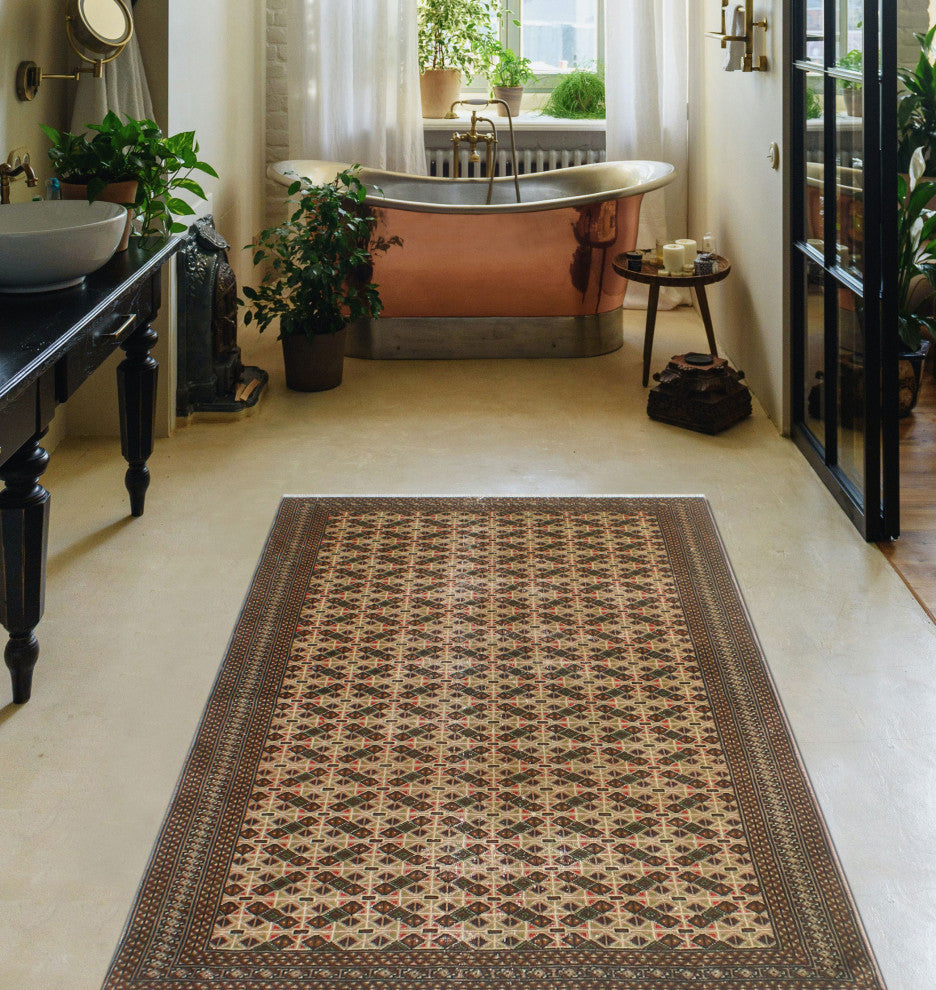 Fine Vintage Distressed Kendriek Beige/Charcoal Rug, 4'4x5'10