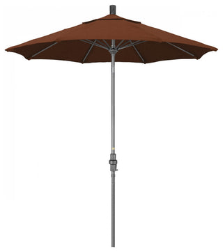 7.5' Grey Collar Tilt Lift Fiberglass Rib Aluminum Umbrella, Olefin, Terracotta