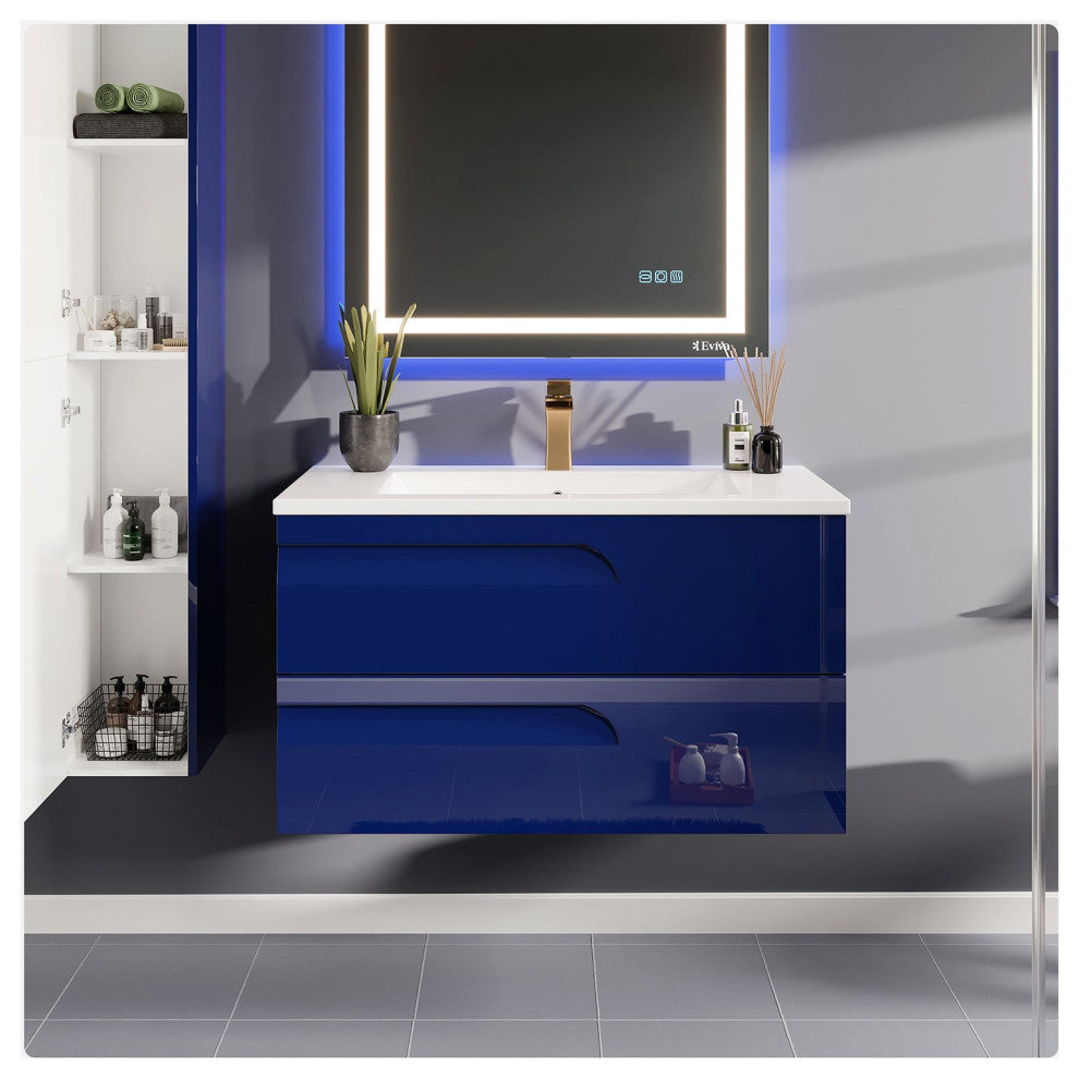 Eviva Joyous 39" Blue Wall Mounted Bathroom Vanity