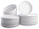 Porto by Stone Lain Macchio Stoneware Dinnerware Set, White Matte, 24-Piece