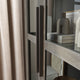 Curio Storage Cabinet with Tempered Glass Doors, Display Cabinet, Gray Wash