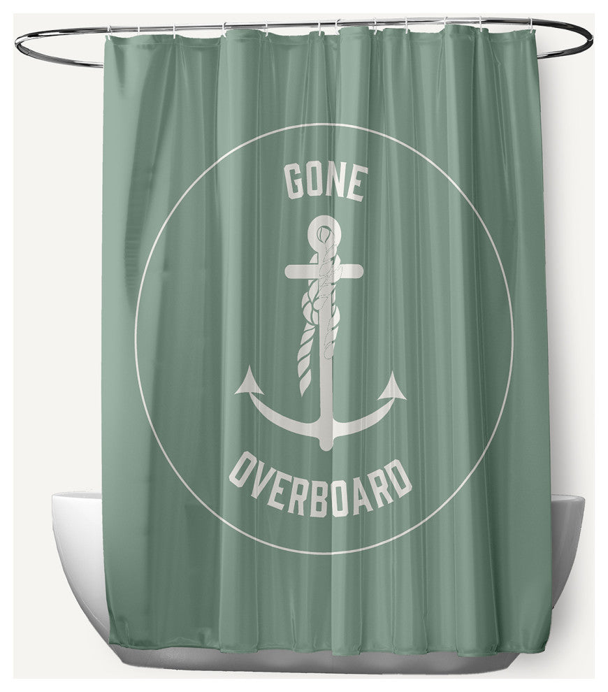 Gone Forever Overboard Sage 70" w x 73" h Shower Curtain