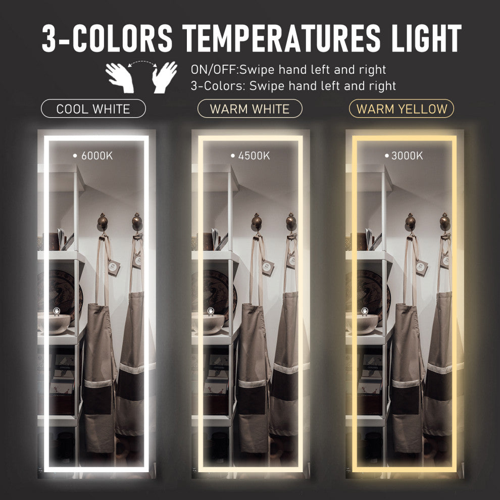 LED Vanity Wall Mounted Fitting Mirror, Vertical/Horizontal, 65x22", Inner Light, Induction