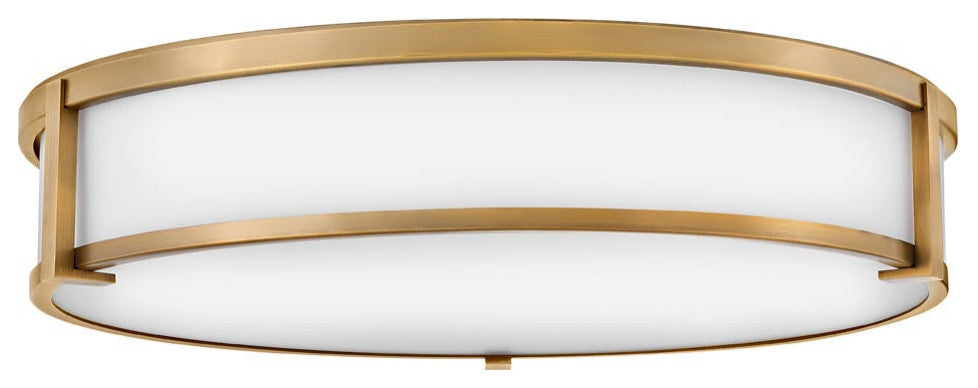 Hinkley 24" Lowell Lg Flush Mount Ceiling Light, Brushed Bronze + Etched Opal