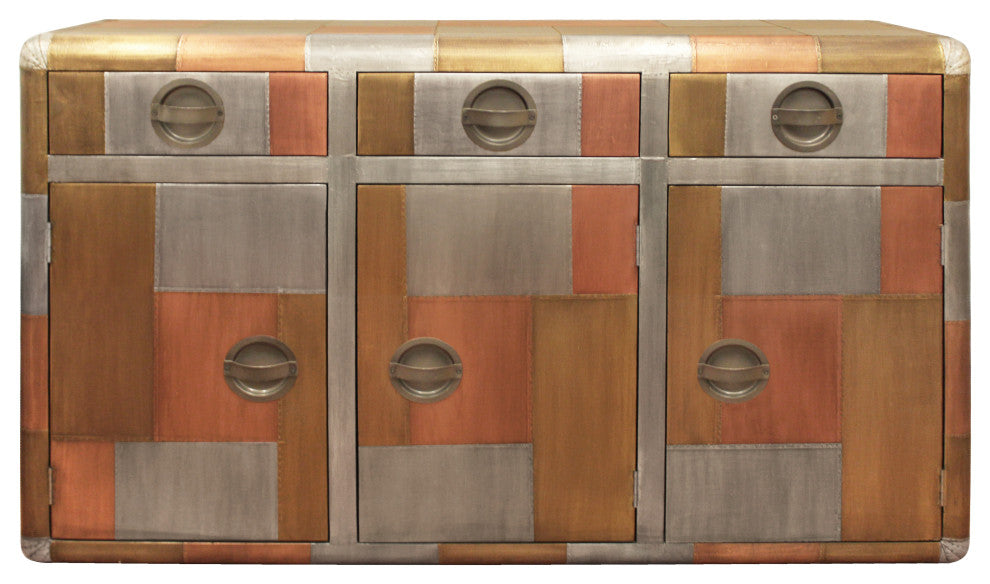 Mar Vista 3-Drawer 3-Door Sideboard with Copper Metal Cladding