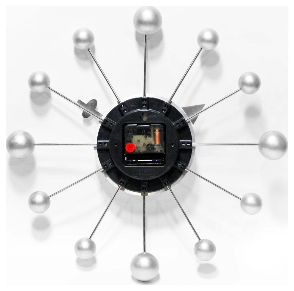 Orb Spoke 15" Mid-Century Modern Wall Clock - Silver
