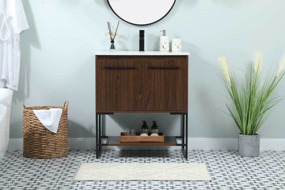 Sue 30" Single Bathroom Vanity, Walnut