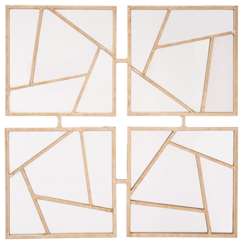 Frame Wall Mirror, Glass, Steel Metal, Gold, Bedroom Living