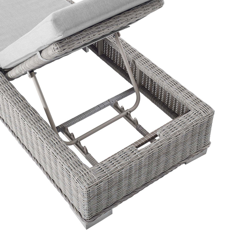 Lounge Chair Chaise, Sunbrella, Rattan, Wicker, Gray, Modern, Outdoor Patio