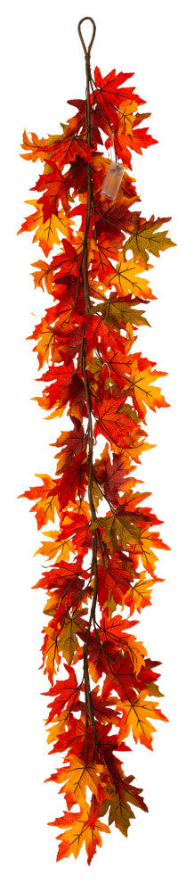 6'L Fall Lighted Maple Leaves Garland