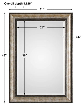Uttermost Shefford Plastic and MDF Decorative Mirror in Antiqued Silver/Bronze
