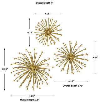 Uttermost Aga Gold Metal Wall Decor, 3-Piece Set