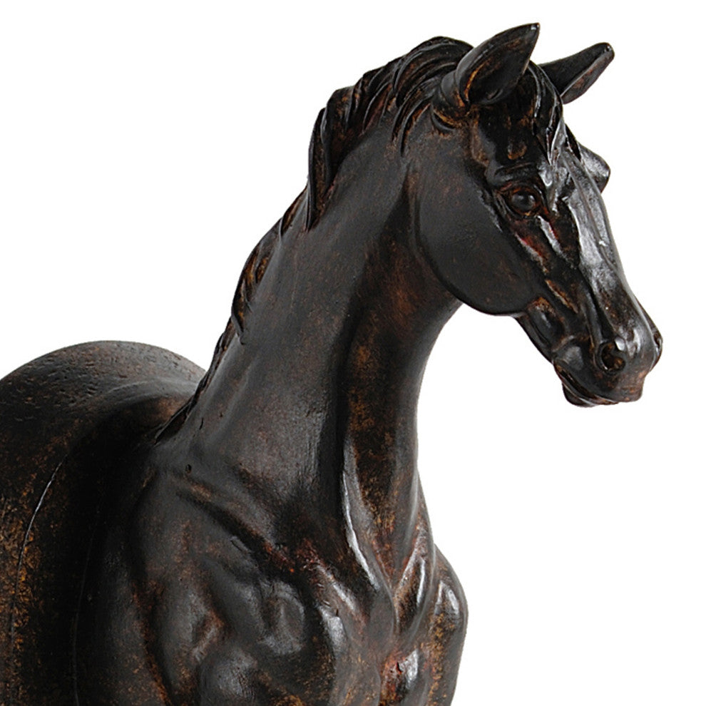 Benzara BM285513 11" Bookend, Trotting Horse FIgurines, Artisanal Black Finish