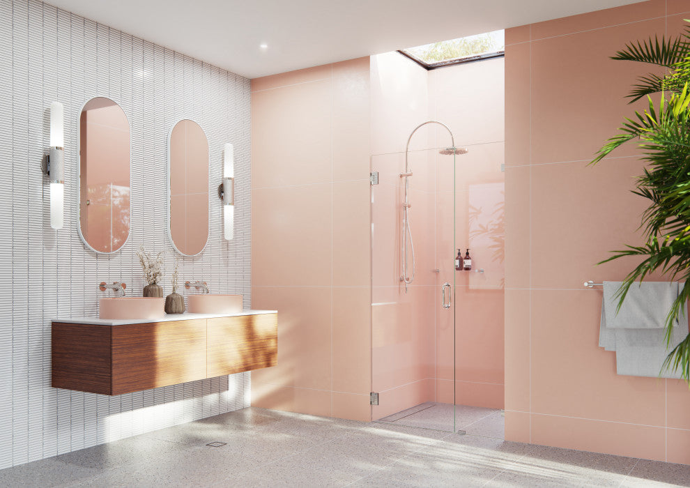 78"x44" Frameless Shower Door, Wall Hinge, Polished Nickel