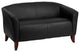 Contemporary Design Black Leather Loveseat