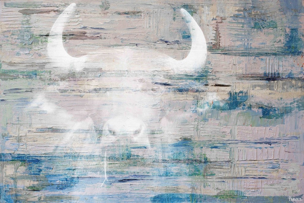 "White Bull Shadow" Painting Print on Wrapped Canvas, 24"x16"