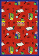 Kid Essentials Rug, Bookworm, Spanish, 5'4"x7'8", Red