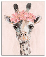 Flower Crown Giraffe 11x14 Canvas Wall Art