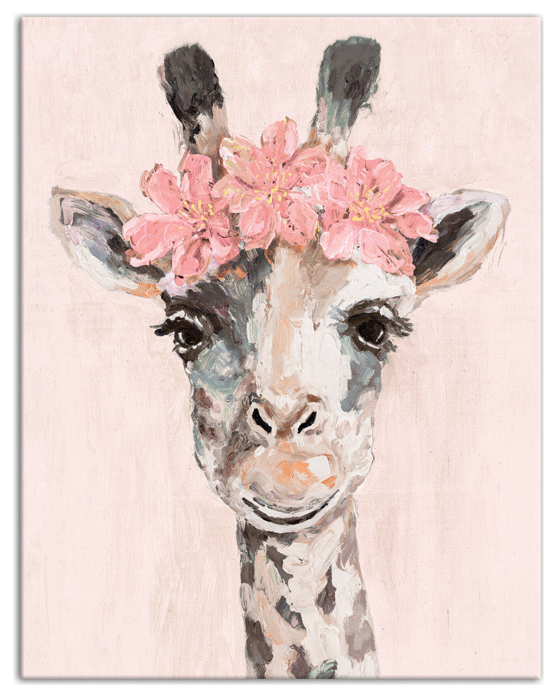 Flower Crown Giraffe 11x14 Canvas Wall Art