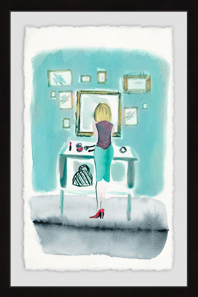 "Aqua Wall" Framed Painting Print, 16"x24"