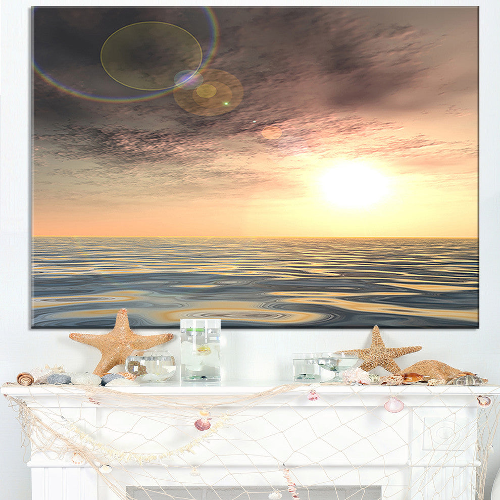 "Dark Sky With Clouds At Sunset" Beach Canvas Wall Art, 32"x16"