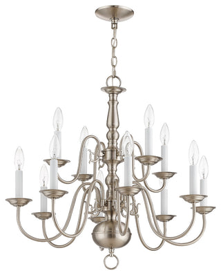 Williamsburgh Chandelier, Antique Brass and Brushed Nickel