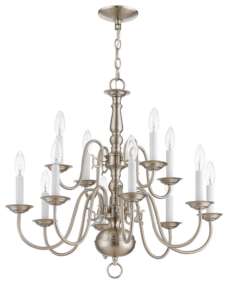 Williamsburgh Chandelier, Antique Brass and Brushed Nickel