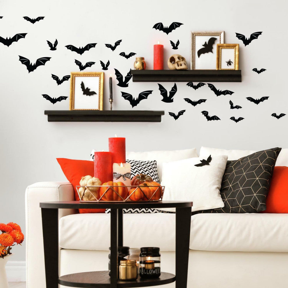 Halloween Black Bats Peel And Stick Wall Decals