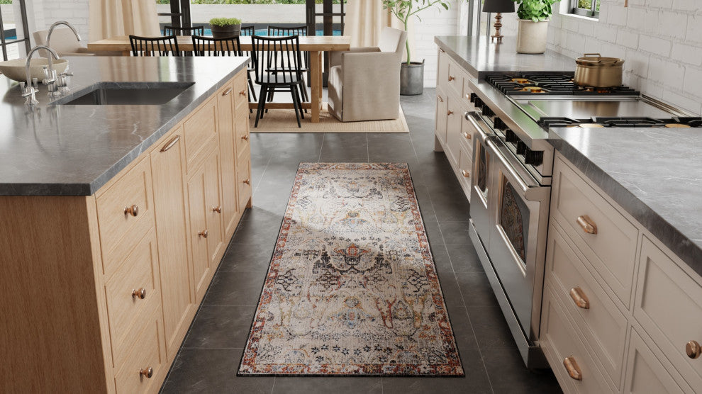 Claymore R39P2 Transitional/Bohemian & Vintage Runner, Gray/Rust, 2'6"x7'3"