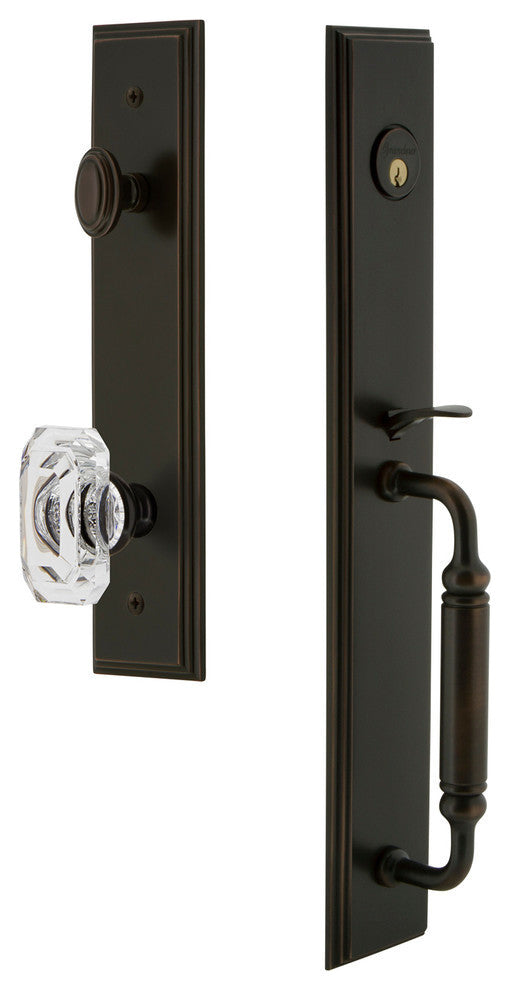 Carre' 1-Piece Dummy Handleset, C Grip and Baguette Clear Crystal Knob, 848835
