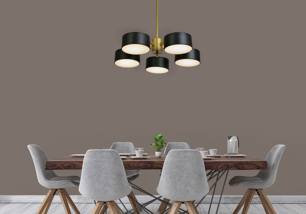 Gold Frame Flushmount Light Fixture, Black Shades, White Shade Cover
