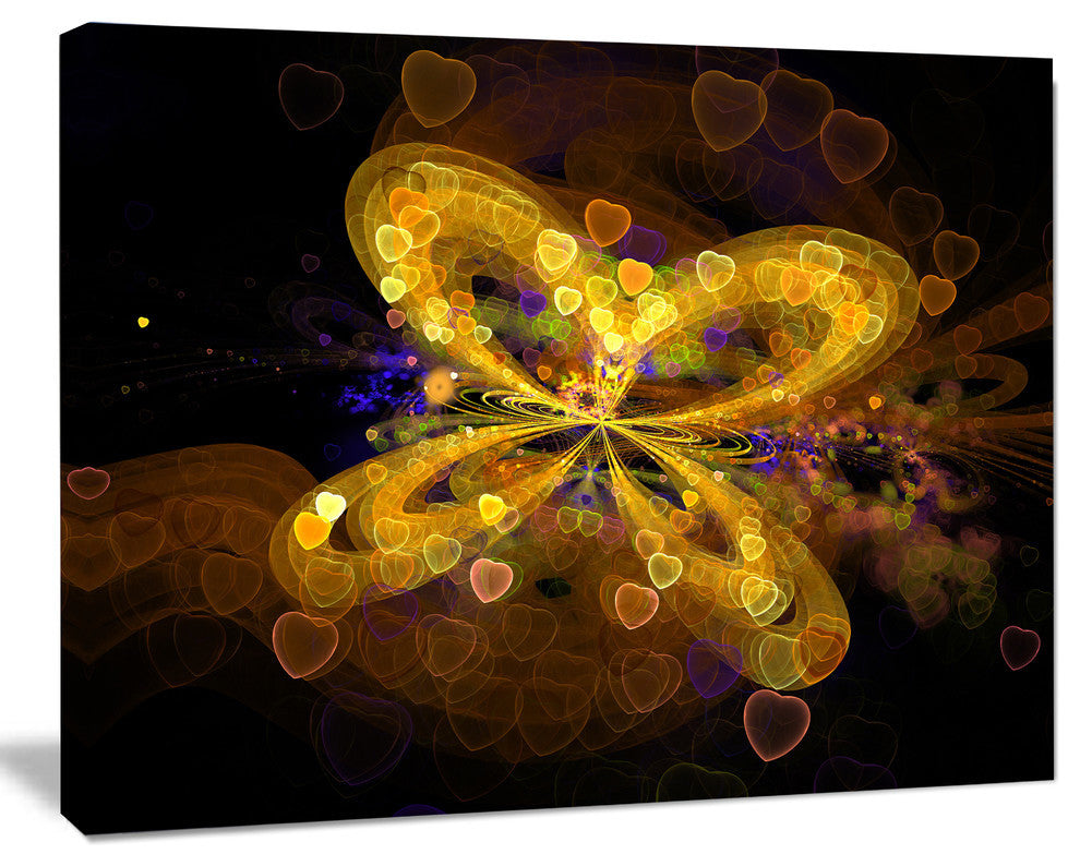 Fractal Yellow Butterfly Pattern, Extra Large Floral Wall Art, 40"x30"