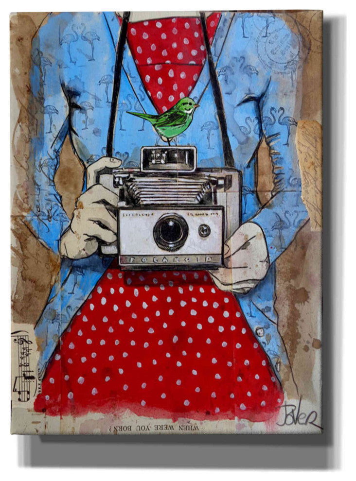 Epic Graffiti "Blue Flamingo" by Loui Jover, Giclee Canvas Wall Art, 40"x54"