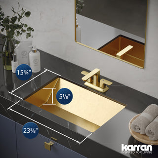 Karran Cinox Stainless Steel Rectangular Undermount Sink, Gold