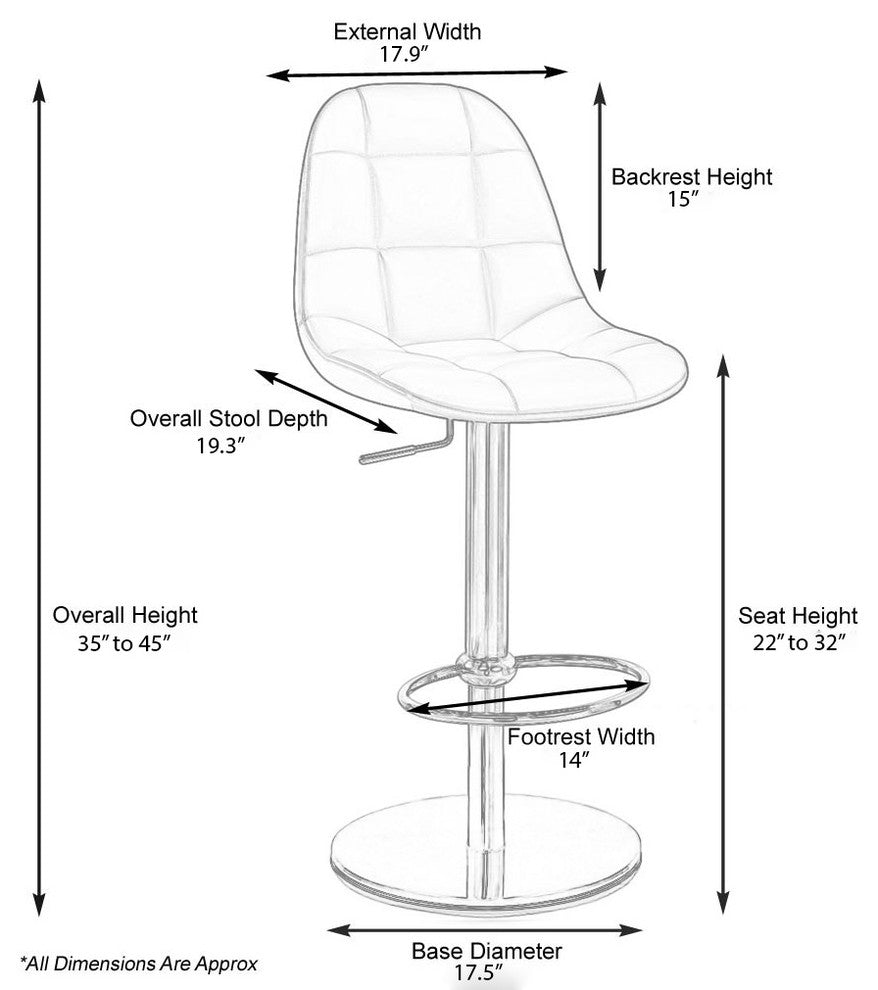 Rochelle Bar Stool - Round Flat Base, Slate