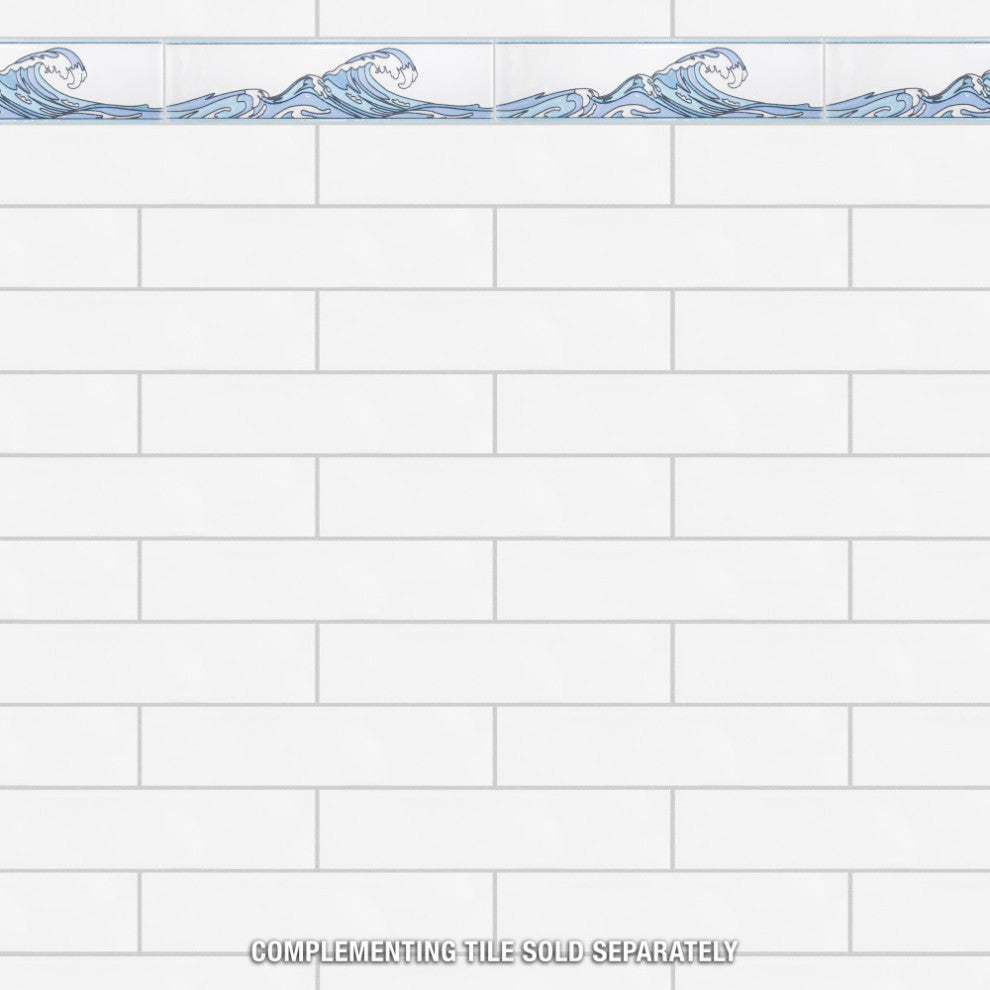 Captain Kanagawa Wave Glacier Blue Ceramic Wall Trim