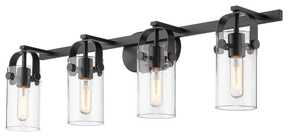 Innovations Lighting Pilaster Bath Vanity Light, Matte Black, Clear