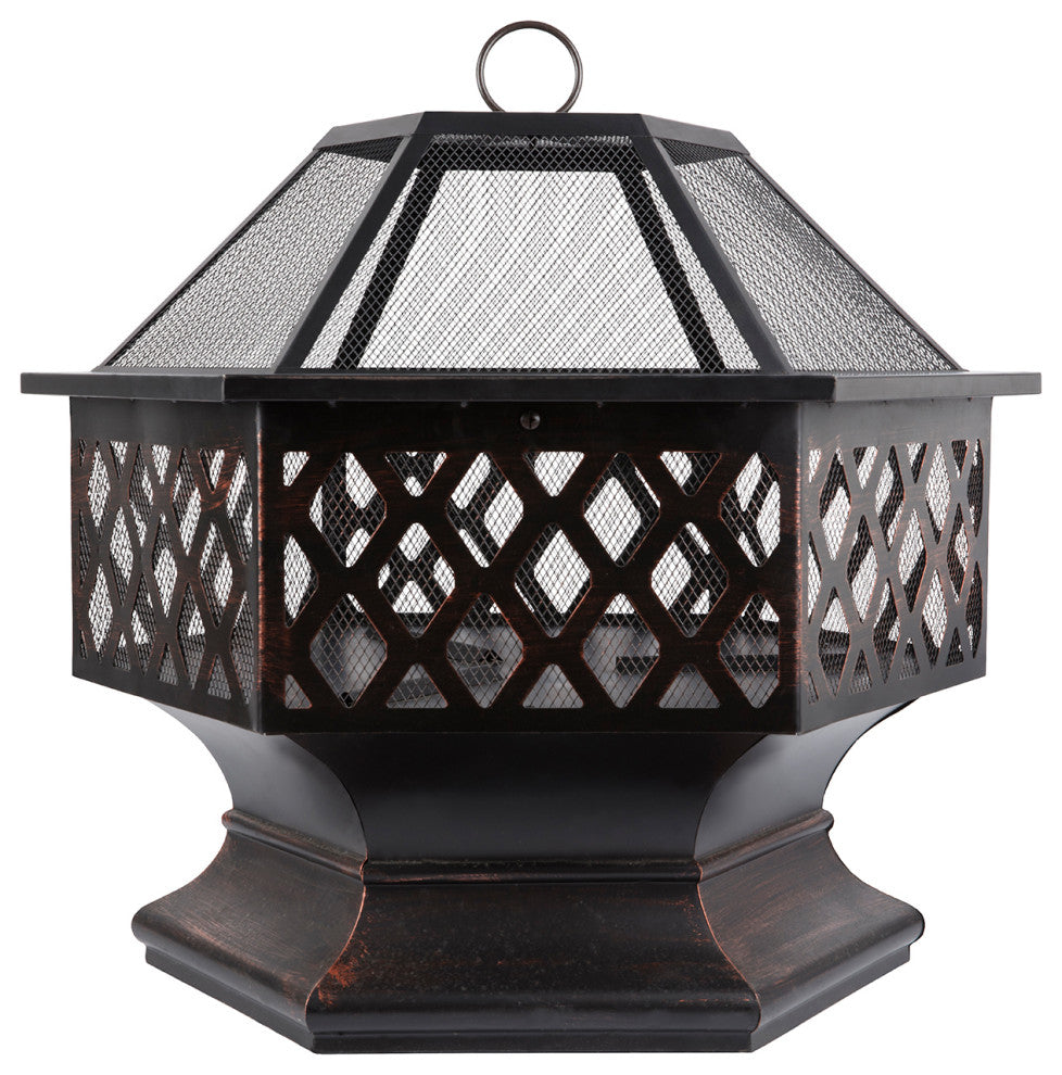 25.22'' H x 24.42'' W Iron Wood Burning Outdoor Fire Pit