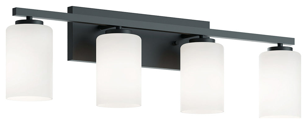 Leo 31" Vanity, Clear Glass Shade, Black Finish
