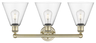 Berkshire 3-Light 26" Bath Vanity Light, Antique Brass Finish, Clear Shade