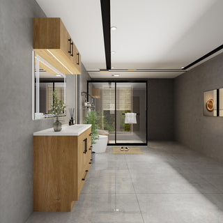 Victoria 42" Solid Wood Bath Vanity, Overhead Cabinet, Oak